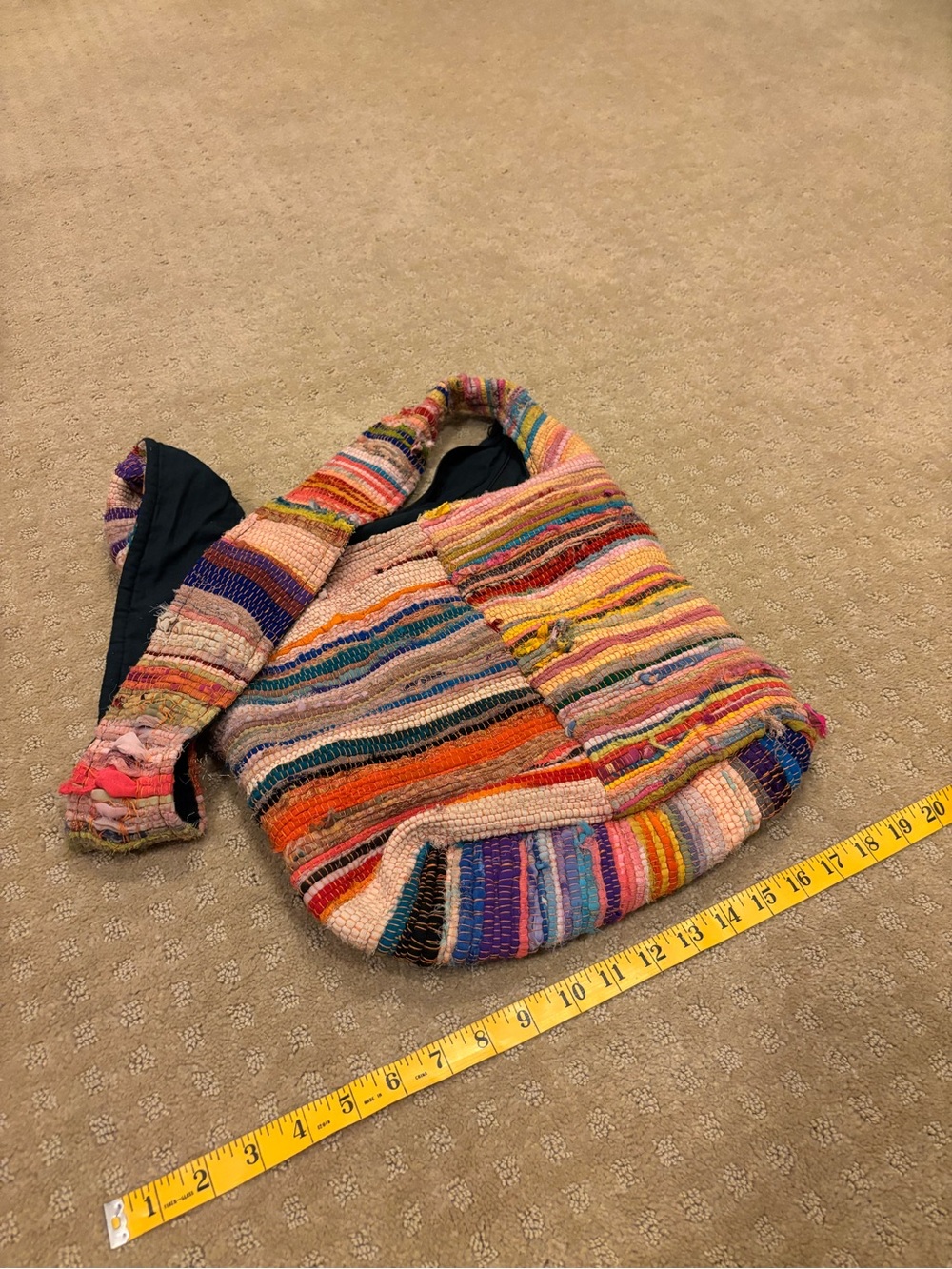 Boho Multicolor Woven Shoulder Bag - Colorful Stripe Hobo 100% cotton